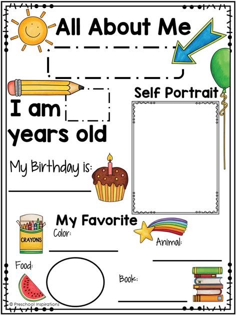 All About Me Poster Printable
